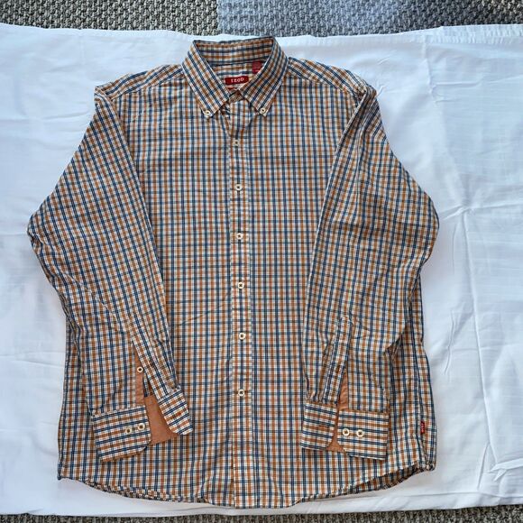 IZOD Men's Plaid Checkered Long Sleeve Button Down Shirt - Large - Picture 1 of 8